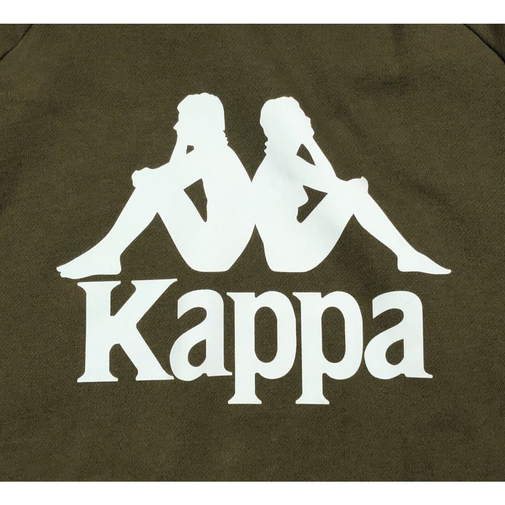 Kappa 222 Banda Hurtado 2 Men 3XL Olive Green Orange Hoodie Sweatshirt Logo Tape - Picture 4 of 12
